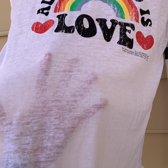 All You Need Is Love (Lennon/McCartney) Sheer White, Rainbow, Long Sleeve Tee, M - Picture 5 of 5